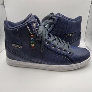 Coogi Mens Sz 10 High Top Sneakers Shoes Navy Blue CM1155